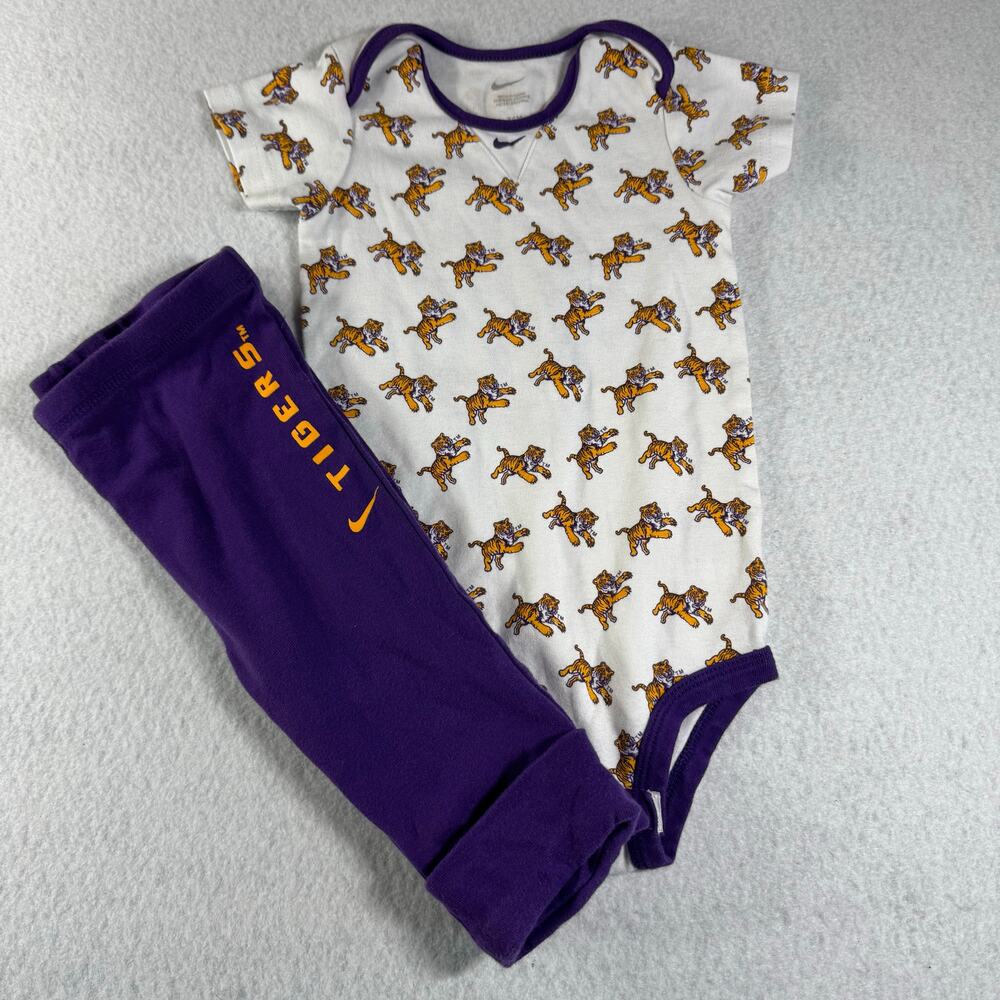 Nike LSU Tigers 24M with Pullover Pants Purple and Yellow NCAA Football AOP